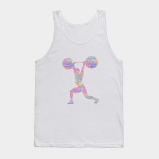 Weightlifting Strong Silhouette Shape Text Word Cloud Tank Top